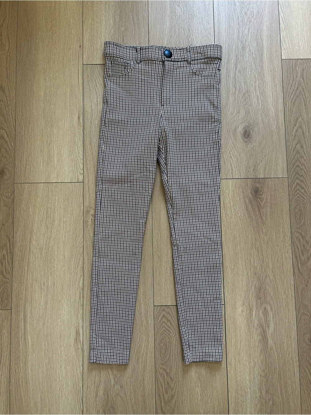 Zara Slim Fit Checked Chinos in Brown and Black